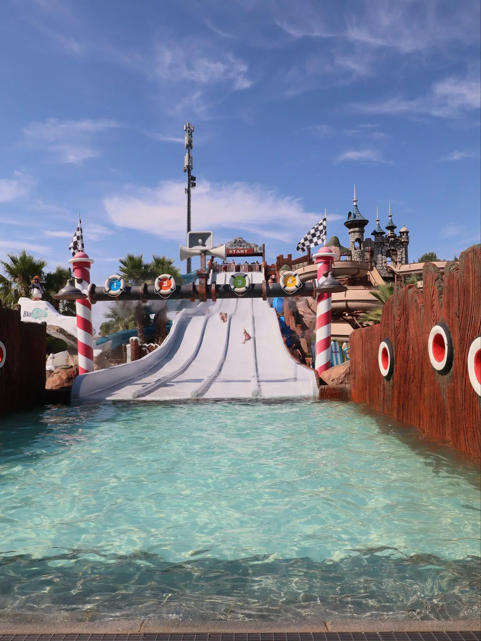 Slides at Aquafollie Caorle, a family water park near Villaggio San Francesco